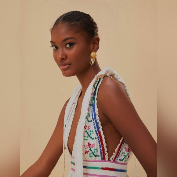 NWT FARM RIO Off-white Embroidered Maxi Dress Small $375 - Picture 8 of 12